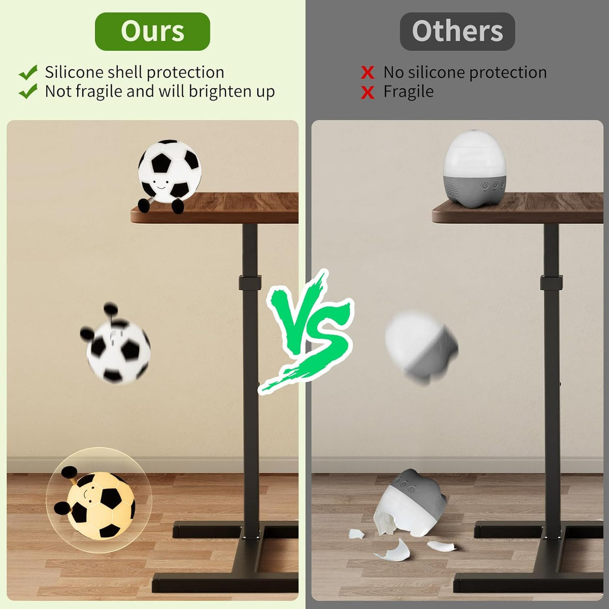 Soccer Night Light for Boys Light up Football Lamp Dimmable Rechargeable Silicone Night Light Home Decor Birthday Christmas Gifts for Kids