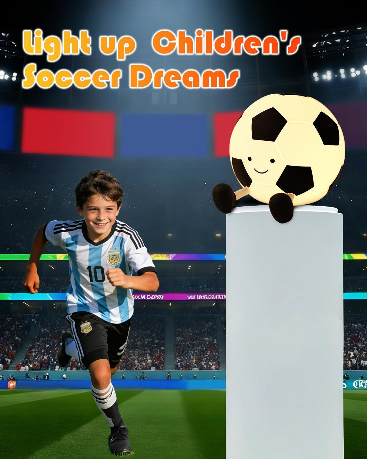 Soccer Night Light for Boys Light up Football Lamp Dimmable Rechargeable Silicone Night Light Home Decor Birthday Christmas Gifts for Kids